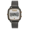 Reloj digital con brazalete de acero IPG gris D-Logo New^TOUS Best