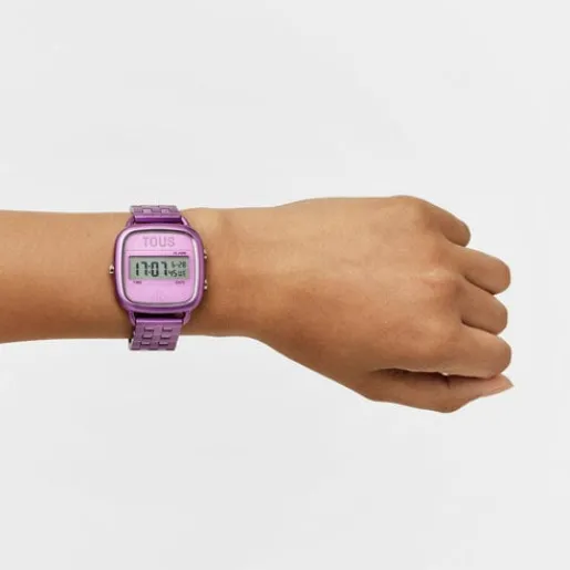 Reloj digital con brazalete de aluminio en color lila D-Logo^TOUS Hot