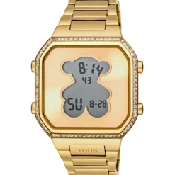 Reloj digital con brazalete de acero IPG dorado y zirconitas D-BEAR^TOUS Outlet