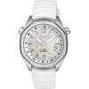 Reloj gmt automático con correa de silicona blanca, caja de acero y esfera de nácar Now^TOUS New