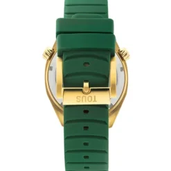 Reloj gmt automático con correa de silicona verde, caja de acero IPG dorado y esfera de nácar Now^TOUS Outlet