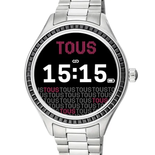 Reloj smartwatch con brazalete de acero y zirconias negras T-Shine Connect^TOUS Hot