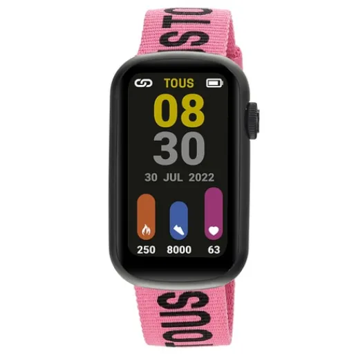 Reloj smartwatch con correa de nylon y correa de silicona negra T-Band^TOUS Outlet