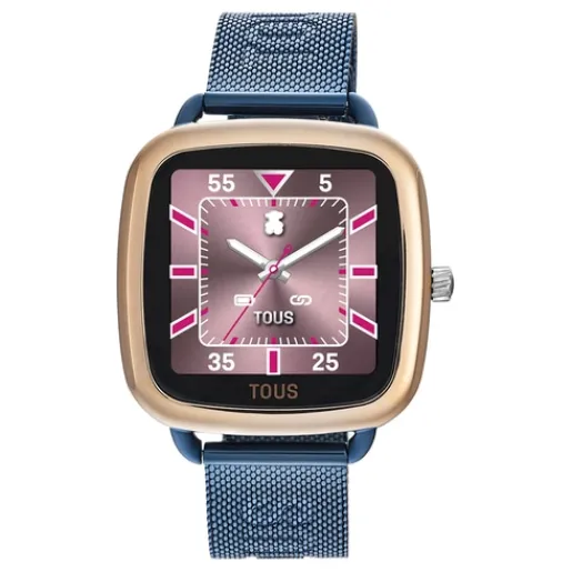 Reloj smartwatch de acero IPRG rosa y brazalete de acero IP azul D-Connect^TOUS Discount