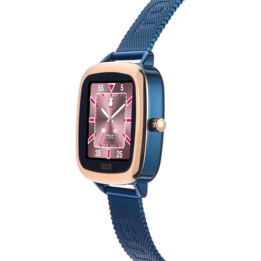 Reloj smartwatch de acero IPRG rosa y brazalete de acero IP azul D-Connect^TOUS Discount