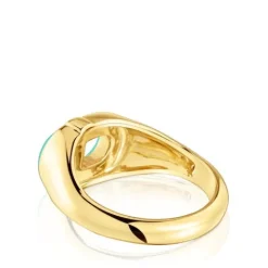 Sello con baño de oro 18 kt sobre plata y esmalte verde MANIFESTO^TOUS Sale
