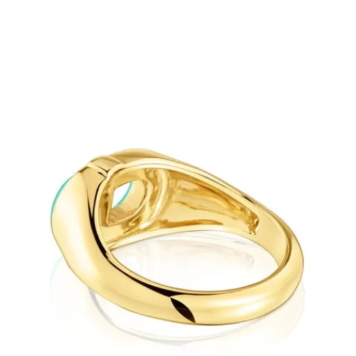 Sello con baño de oro 18 kt sobre plata y esmalte verde MANIFESTO^TOUS Sale