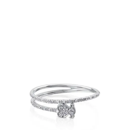 Solitario de oro blanco con diamantes motivo oso Diamonds^TOUS Outlet