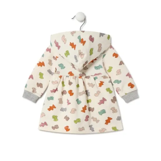 Vestido de niña con capucha Grey crudo^TOUS